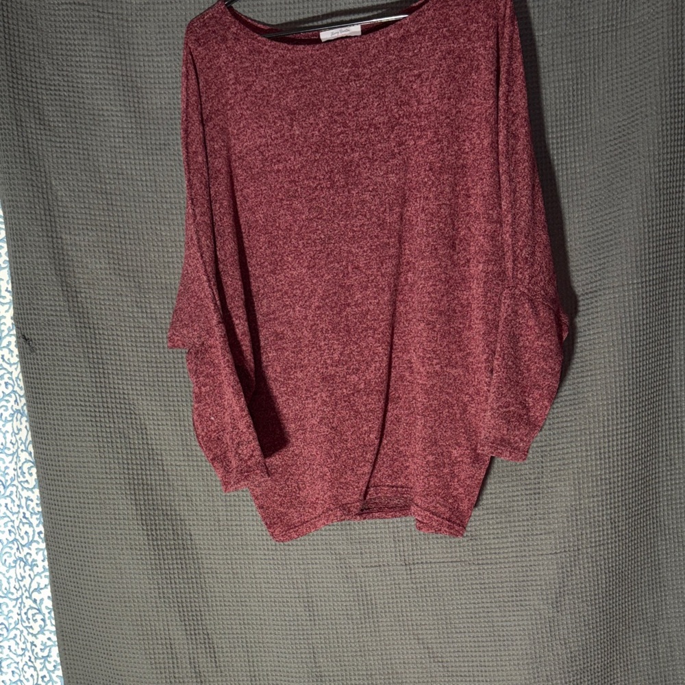 Jenny Boston Maroon Batwing Sleeve Top L